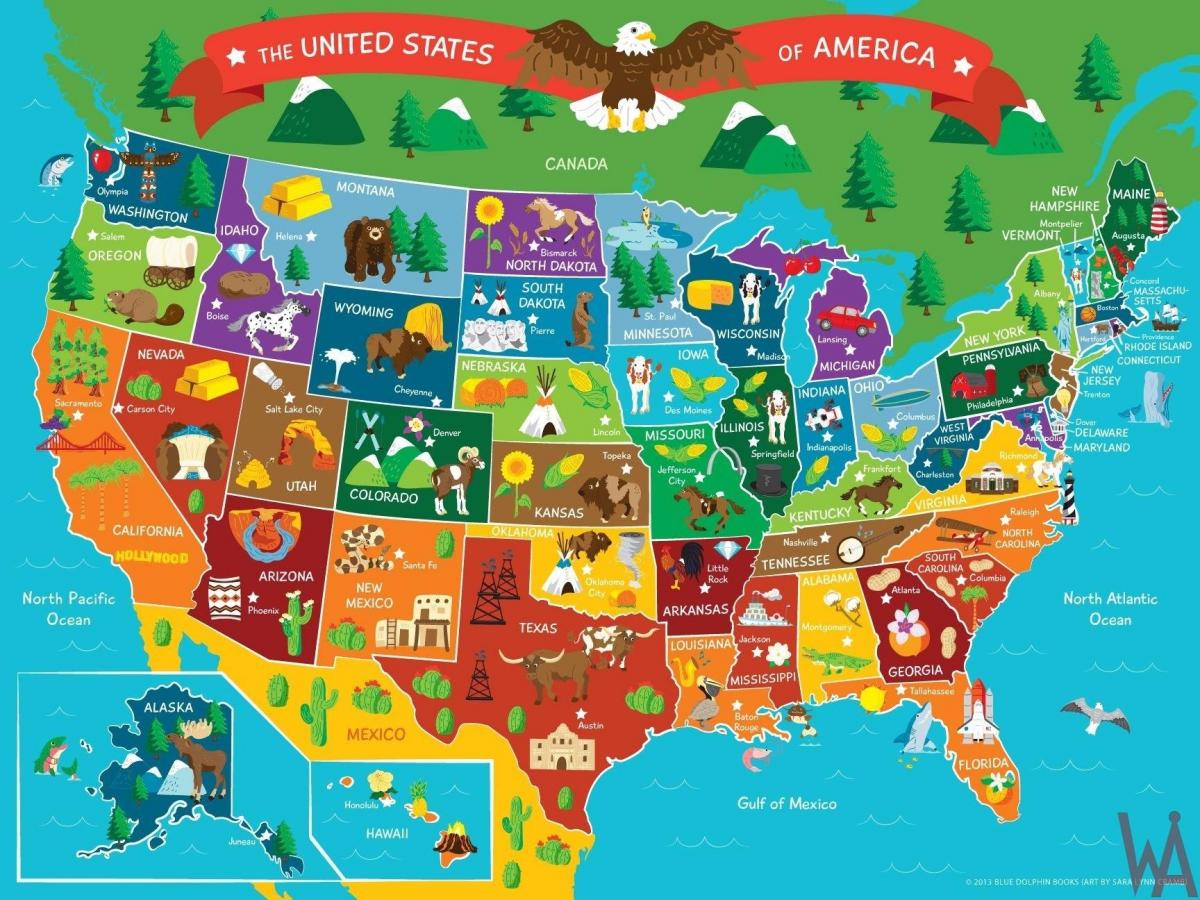 Mappa delle attrazioni turistiche USA