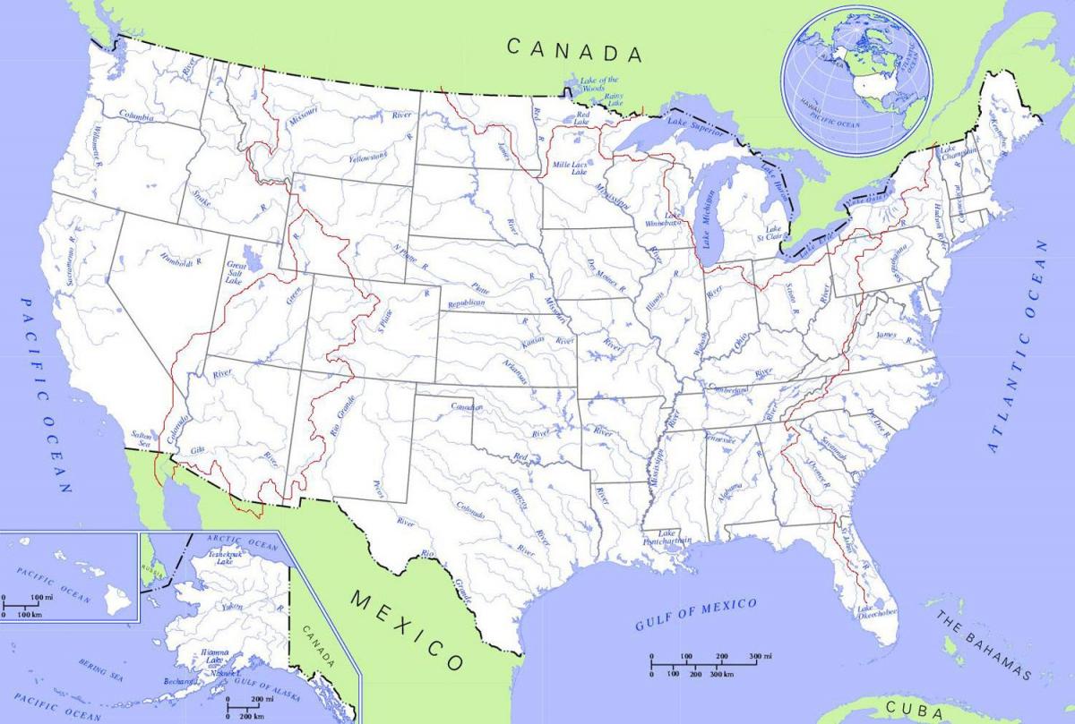 Fiumi in USA mappa